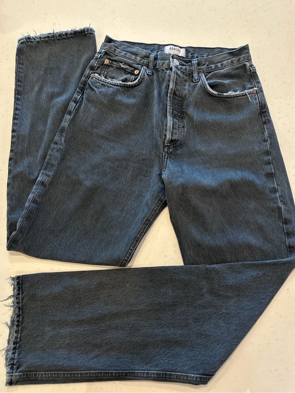 NWOT Agolde Riley Straight Leg Jeans Black Size 26 Revolve Designer Denim Casual